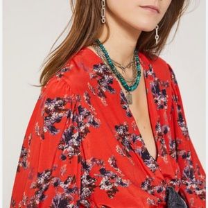 IRO Floral Coral Red Posti Top
